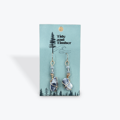 Tidal Relic Gold Dangle Earrings | Purple Mussel Shells
