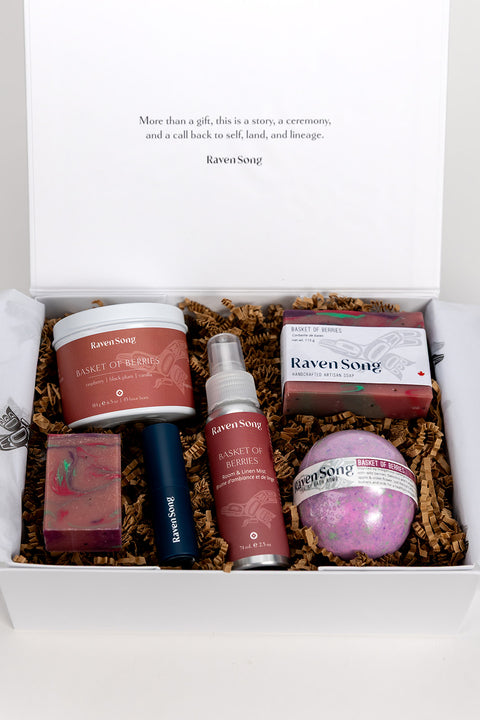 Basket of Berries Luxury Artisan Gift Box | Strawberry + Green Apple + Violet Flower