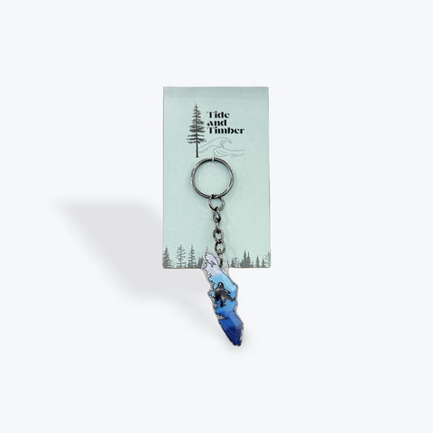 Vancouver Island Keychain | Blue Ombré Sasquatch