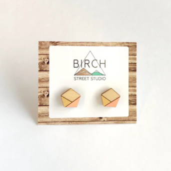Birch street studio geometric peach and gold earrings