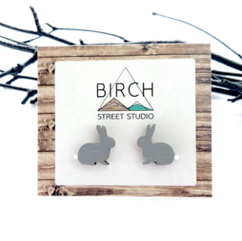Birch street studio grey bunny earrings