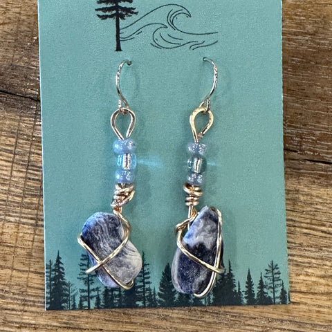 Tidal Relic Gold Dangle Earrings | Purple Mussel Shells