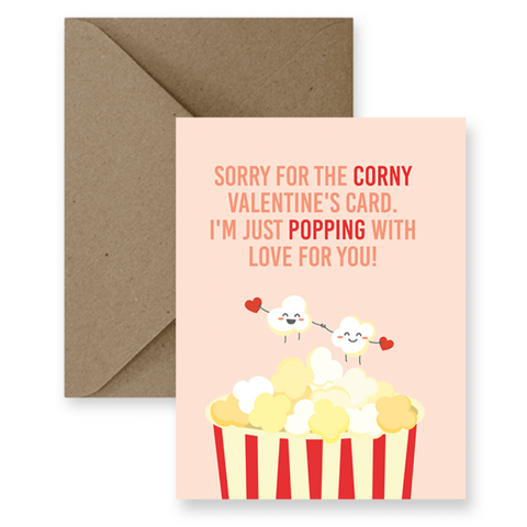 Impaper Cute & Corny Popcorn Valentine's Day Card