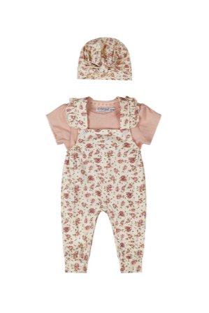 Ok Kids Dirkje 2 piece babysuit hat pink floral