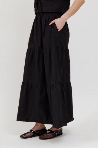 Poplin Long Skirt | Black