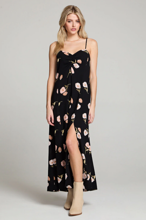 Saltwater luxe romie midi dress black floral