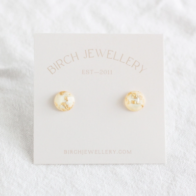 BIRCH JEWELLERY - WHITE + GOLD STUD EARRINGS
