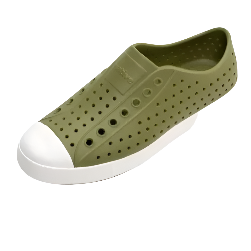 NATIVE SHOES ADULT JEFFERSON in IGUANA GREEN and SHELL WHITE West Coast Wildflowers