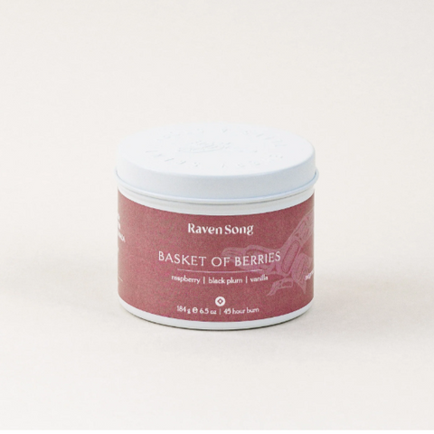 Jar of 'Raven Song Basket of Berries' on a white background