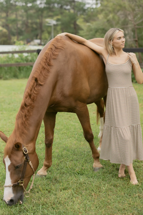 Ladies Twirl Dress | Caramel Stripe
