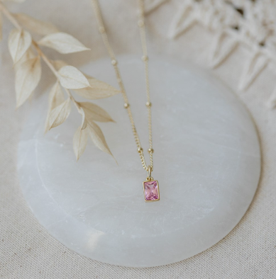 Glim Necklace In Gold | Sky Blue, Purple or Pink