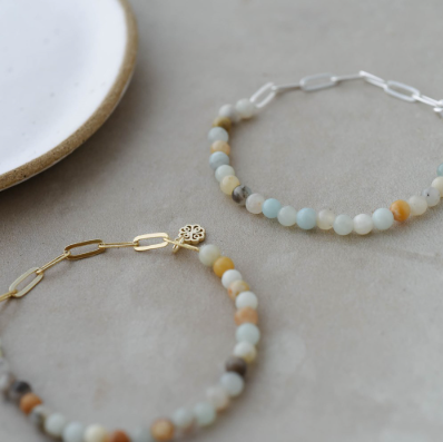 Lysa Bracelet | Gold or Silver | Amazonite