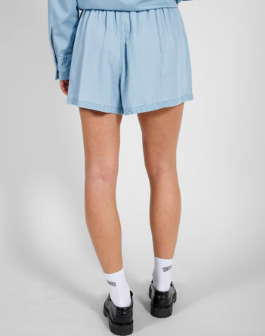 Chambray High Waist Shorts | Light Blue Denim