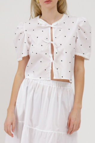 Poplin Tie Up Top | White