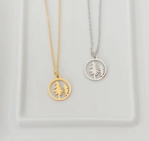 Hemlock Tree Necklace - Gold or Silver