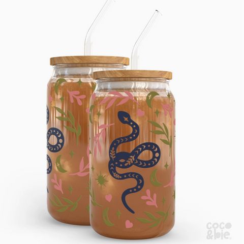 Boho Snake 16 oz Glass Cup