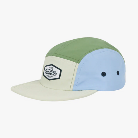 Multicolored cap with a logo on a white background
