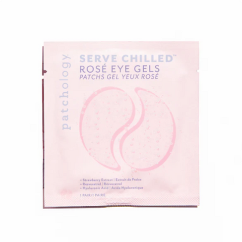 Patchology Serve Chilled Rosé Eye Gels packaging on a white background