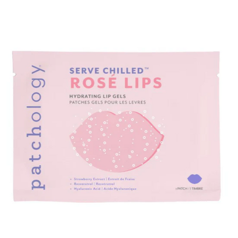Patchology rose lip gels packaging on a website page