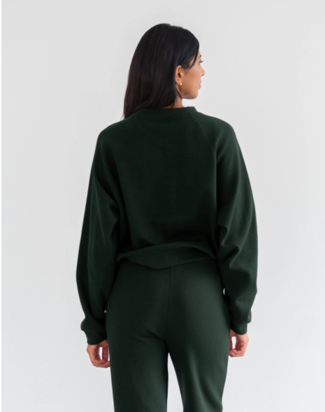 Waffle raglan LS Top | Forest Green