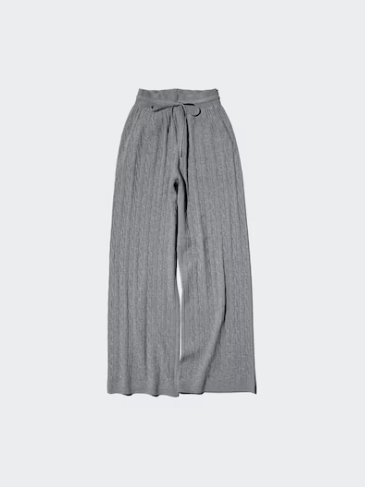 Cable Knit Pant | Medium Heather Grey