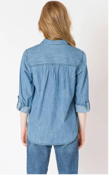 Washed Pocket Denim Shirt - Medium Indigo