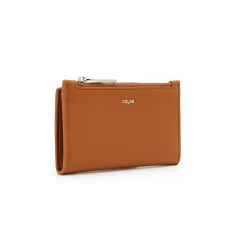 Brown wallet with 'Coler' branding on a white background