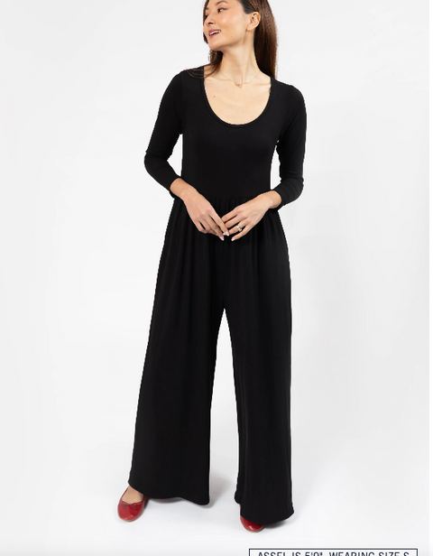 Camille Loose Long Sleeve Romper | Midnight Black
