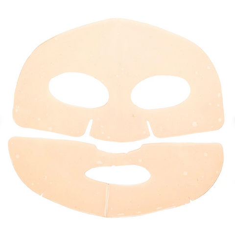 Beige face mask sheet on a white background