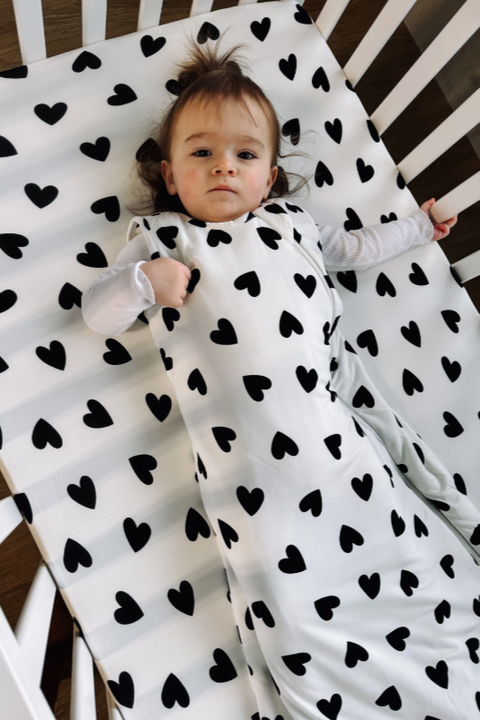 bambi and birdie, sleep sack, black heart