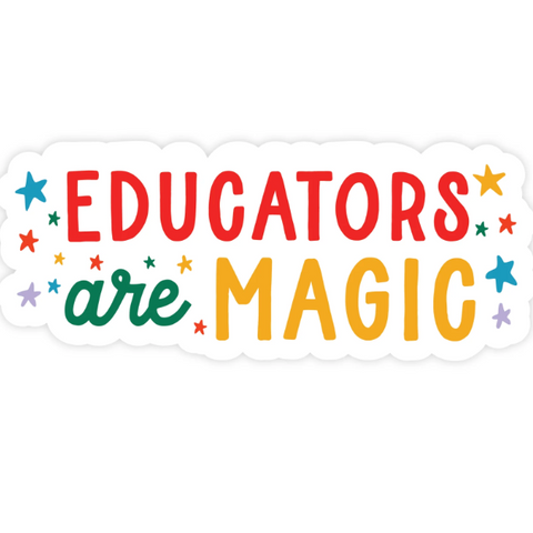 Colorful text 'Educators are Magic' with star decorations on a white background