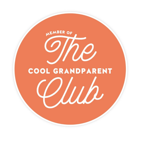 Circular sticker with 'Member of The Cool Grandparent Club' text on a white background