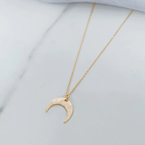 Oh So Lovely - Hammered Crescent Moon Necklace