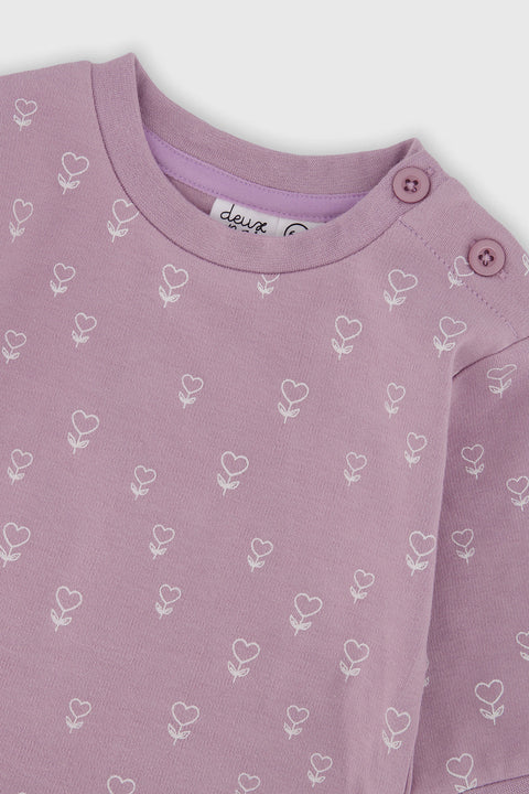 Organic Cotton Top & Pant Set | Heart Flowers