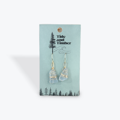 The Tumble Gold Dangle Earrings | Light Blue