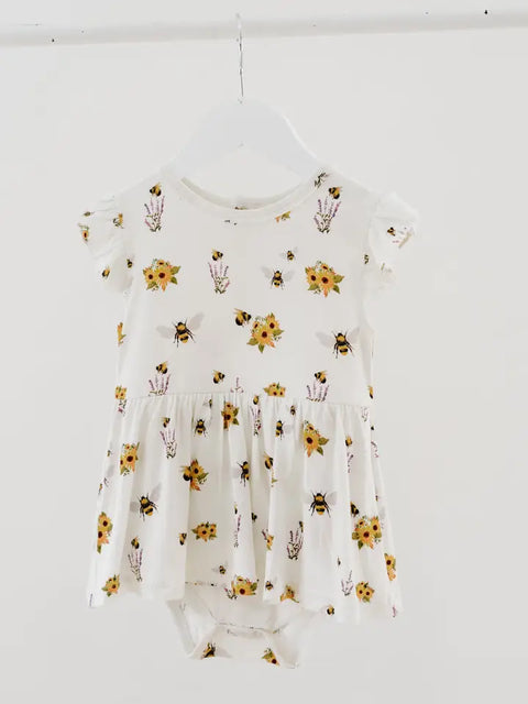 Ruffle Skirted Short Sleeve Onesie | Spring Bee