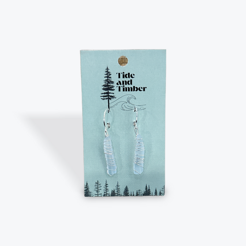 The Tumble Silver Hoop Earrings | Light Blue