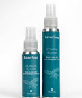 Two bottles of Raven Song Coastal Release room and linen mist on a white background