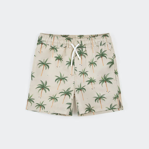 Palm Trees Print Light-Green Swim Trunks
