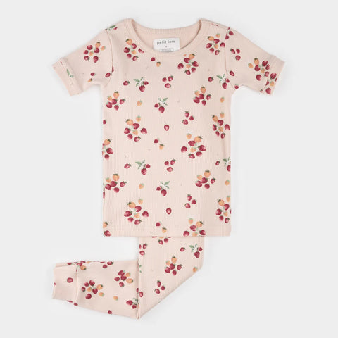 Strawberry Print Soft Pink PJ Set