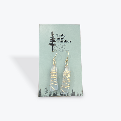The Tumble Gold Dangle Earrings | Light Blue