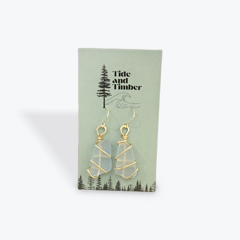 The Tumbled Relic Gold Dangle Earrings | Light Blue
