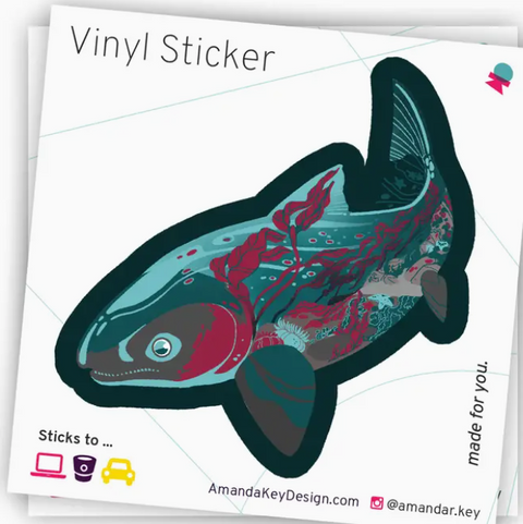 sticker, whale, vinyl, local