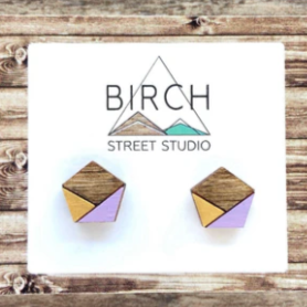 Birch street studio geometric lilac and gold earrings