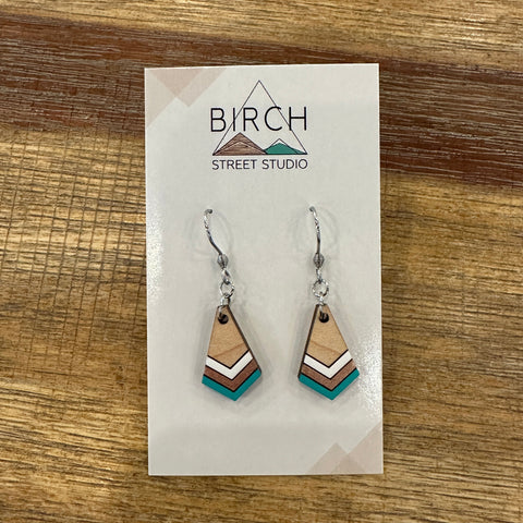 Birch street studio mint, white and rose gold dangle earrings