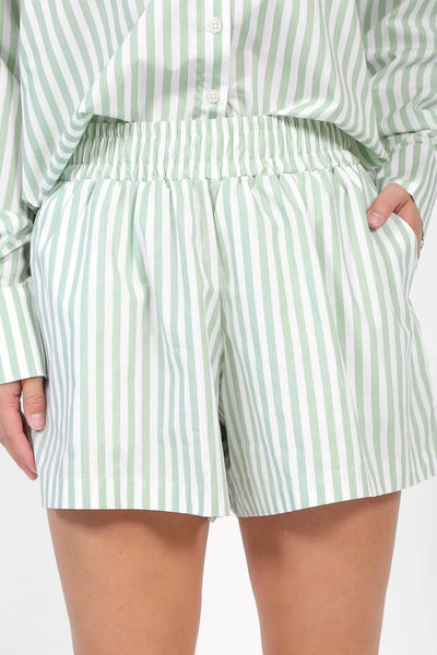 BRUNETTE THE LABEL - STRIPED SHORT | SAGE GREEN