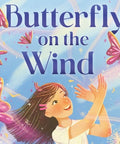 Book cover of 'Butterfly on the Wind' with a girl and butterflies