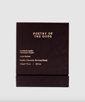 Black box with 'Poetry of the Gods' branding on a white background