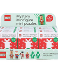 Display of LEGO Mystery Minifigure mini puzzles packaging on a white background