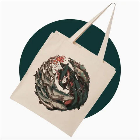 indigenous salmon tote bag